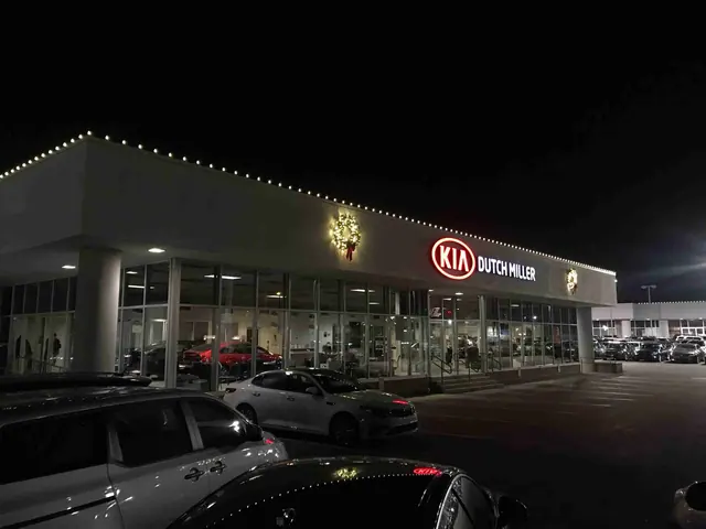 Kia Dutch Miller dealership decorated with holiday lights